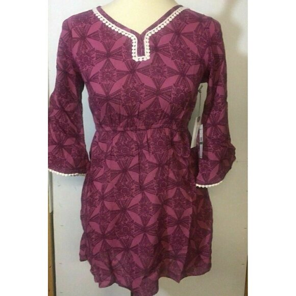 O'Neill Girls Purple LS ILA Kaftan Dress L - Picture 2 of 6